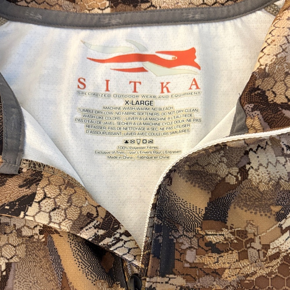 Men’s Sitka Camo Half-Zip Hunting long sleeve shirt - Brown/Tan - Picture 2 of 3